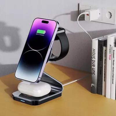 3 In 1 Wireless Charger Dock Charging Station For Apple Watch IPhone 15 14 13 12 • $33.90