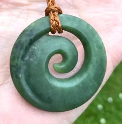 Unique Nathan Jerry Nz Arahura Pounamu Greenstone Jade Maori Spiral Koru • $230