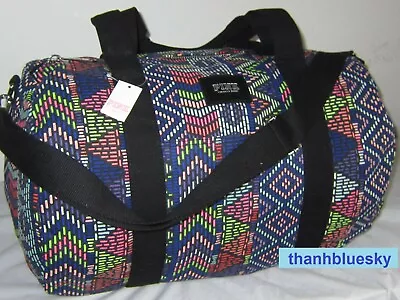 Victoria Secret Pink MINI Neon AZTEC Chevron GYM BEACH CARRYON Duffle TRAVEL BAG • $49.99