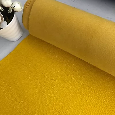 Citrus Yellow Soft Nappa Pebbled 100% Real Cowhide Leather Sheets Multiple Sizes • £7.65
