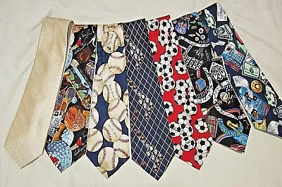 Lot Of 7 Nicole Miller Men’s Ties: 1993-1995 Sports Mardi Gras Retire Early • $22.96