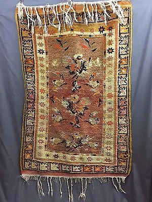 VINTAGE VILLAGE RUG CUTE BIRDS GOOD CONDITION 3X4 Ft WOOL ON WOOL • $220