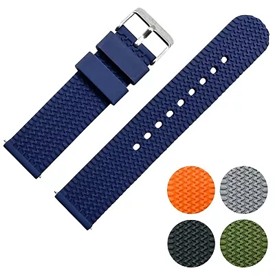 Watch Strap Silicone Tyre Tread Rubber Dive Band Quick Release 18mm 20mm 22mm UK • £6.95