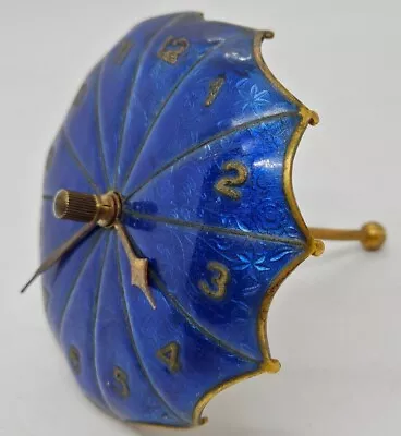 Antique Swiss Figural UMBRELLA Enameled Brass Novelty Clock - Prien & Wittern • $124.99