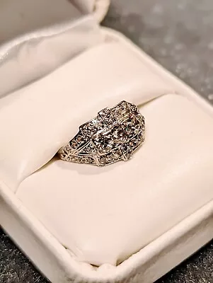 A Vintage Platinum Womans Ring  VS-SI1 Round Miner Cut 1ct Natural Diamonds • $1650