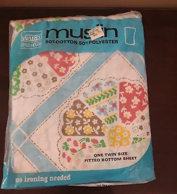 Vtg Twin Size Fitted Bottom Sheet Muslin Floral Montgomery Ward. New In Pack. DP • $25.20