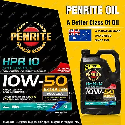 Penrite HPR 10 10W-50 Engine Oil 6L For Ford Falcon Fairmont EA - EL FG XF XG XH • $102.95