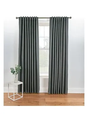 George Home Charcoal Blackout Hidden Tab Top Curtains 66  Wide X 54  Drop • £31.99