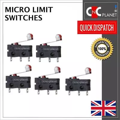 Limit Switch Roller Type 250V 5A N/O N/C Micro Limit Switches V-Slot CNC 3D UK  • £1.95