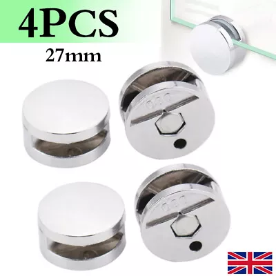 4x Frameless Mirror Wall Hanging Fixing Kit Mounting 3-5mm Bracket Cut Clips UK • £5.59