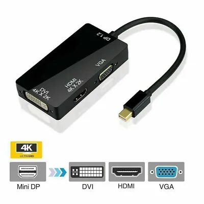 Thunderbolt Mini Display Port DP To HDMI DVI VGA Adapter For Laptop Desktop 4K • $5.97