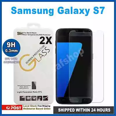 2X Scratch Resistant Tempered Glass Screen Protector Films For Samsung Galaxy S7 • $9.99