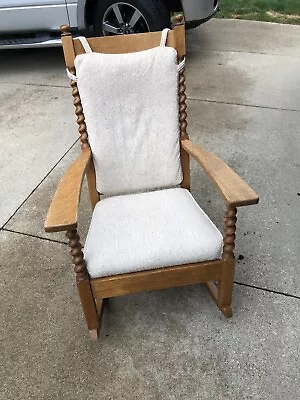 Antique Mission Quartersawn Solid Oak Wood Slat Rocking Chair Spindles Excellent • $325.66