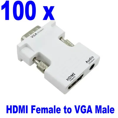 Lot 100 X Mini HDMI Female To VGA Male Adapter Converter Box + Audio HD 1080P WH • $149