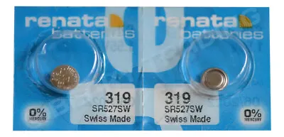 319 SR527SW | RENATA | Silver Oxide Watch Battery | 1.55v  | Value Pack Of 2 Pcs • £3.50