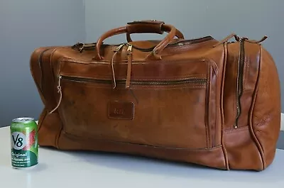 ORVIS Vintage 26  To 30  TAN Leather Luggage Weekender Travel Duffle Bag • $225