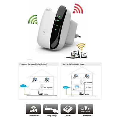 WiFi Signal Extender Range Repeater Booster 300Mbps Internet Amplifier UK Plug • £8.59