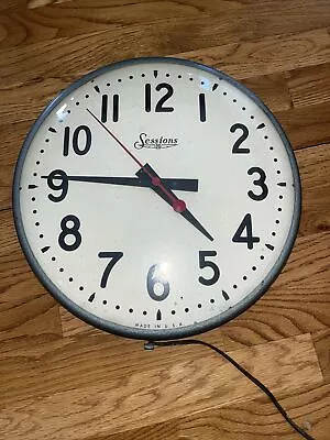 VTG Vintage SESSIONS Wall School Industrial Metal Bubble Glass Clock 13” • $54.99