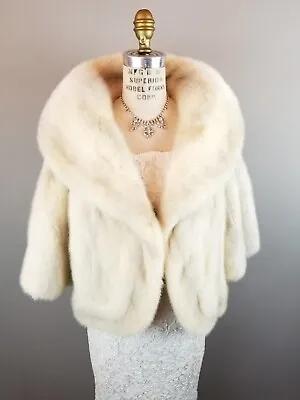 Vintage Dramatic Blonde Bridal Mink Fur Capelet By Shadow O' Pearl * 1940's • $265