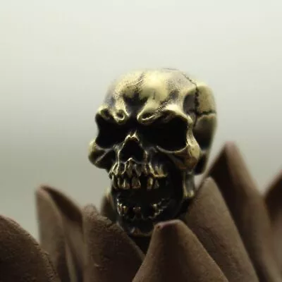 Brass Vintage Skull Lanyard Bead Knife Paracord Beads Brass Pocket Tool Beads • $9.98