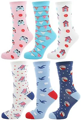 £5.99 • Buy Zest 6 Pack Ladies Cotton Rich Assorted Design Socks