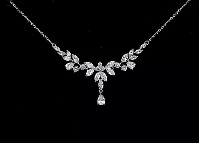 3.00Ct Marquise Lab-Created Diamond Bridal Necklace 14K White Gold Plated Silver • $169.67