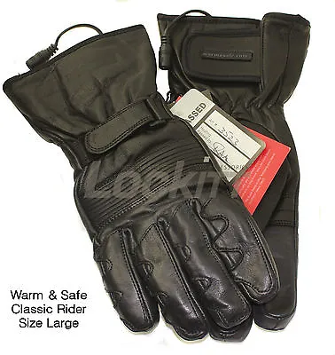 12v Heated Leather Motorcycle Gloves Warm & Safe (First Gear) Classic Rider • $149.95