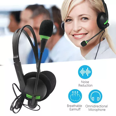 USB Headset With Microphone Computer Headphones For Laptop PC Call Center Work • £5.51