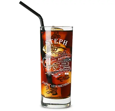 Personalised Birthday Highball Glass 18th 20th 21st 30th 40th 50th 60th 70th • £11.99