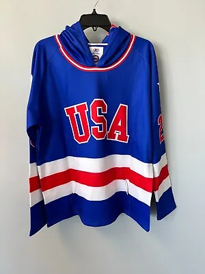 USA Hockey Miracle On Ice 1980 Team Jersey Official Hoodie- Adam Fox -Medium • $49.95