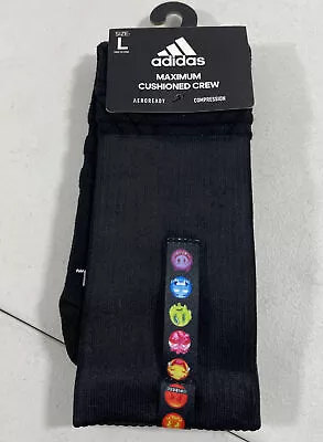 Men’s Adidas Big Mood Emoji Maximum Cushioned Crew Socks-Black (Pick Size) • $11.99