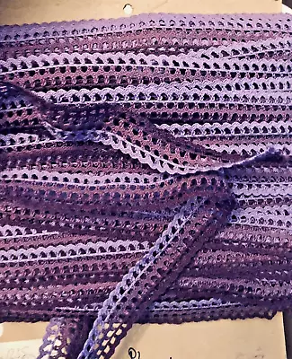 VTG Crochet Ric Rac Shades Of Purple Ombre Trim 1  Wide X 10 Yds Lot • $8.99