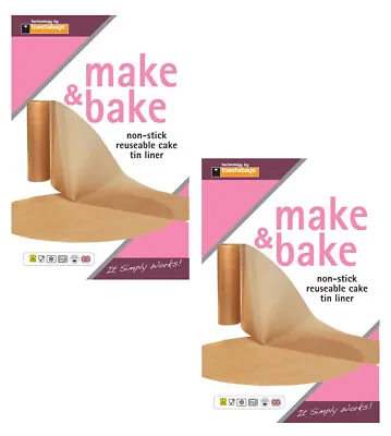 2x 8  Inch Reusable Non-Stick Beige Cake Tin Liners Make & Bake • £4.75