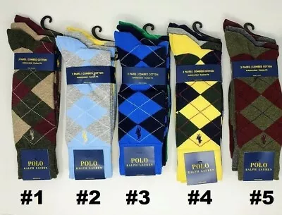 Polo Ralph Lauren Men's Dress Argyle Crew 3 Pack Socks 10-13 Multi-Color • $21.50