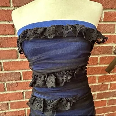 •Twelve By Twelve Stretch Strapless Black Lace Mesh Dress Size S/P • $20