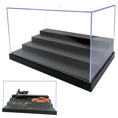 Clear Acrylic Display Box 25cm L Perspex 4 Steps Case Plastic Base Dustproof • £20.99