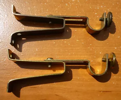 (2) Vintage Brass Finish Adjustable 5/8  Curtain Rod Bracket Holder Drapery Rod • $13.85