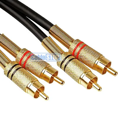£18.95 • Buy 10M HQ PRO SUBWOOFER Cable Twin 2 RCA Phono PLUG Audio Speaker Bass Lead GOLD