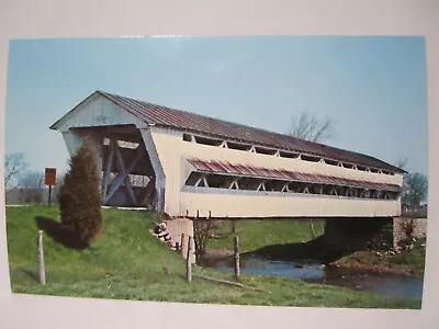 Covered Bridge Postcard Milford Center Oh Ohio Union County Little Darby Creek • $1.99