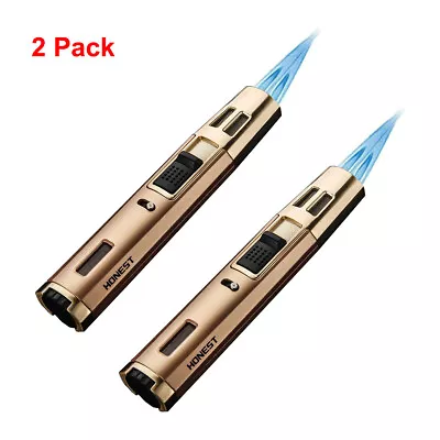 2PCS Refillable Butane Torch Lighter Adjustable Cigar Lighter 2Jet Flame Lighter • $18.99