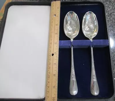 Vintage  Silverplate Serving Spoons In Box- England Hallmarks • $35