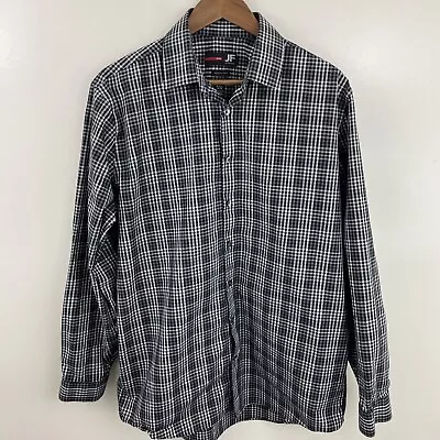J. Ferrar Shirt Men's L Slim Fit Black Plaid Long Sleeve Button 100% Cotton • $13.32