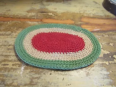 Vintage DollHouse Size Oval Rug/ 4 1/4  Long - Great Colors • $5.50