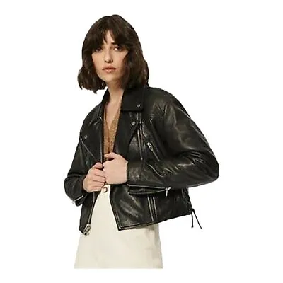 Andrew Marc Dunns Shrunken Lamb Leather Jacket With Lace Sides • $191.73