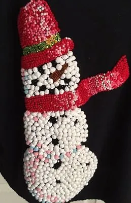 Michael Simon Black Multicolor Nubby Snowman S/l Sweater • $99