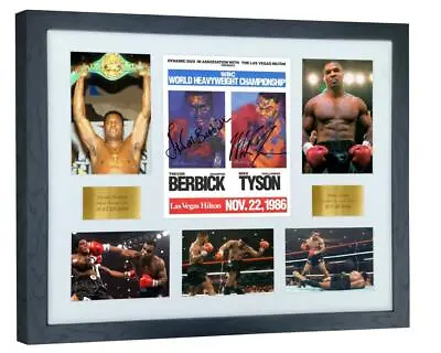 A3+ Signed Mike Tyson V Trevor Berbick Poster Photograph Autograph Picture Frame • £60