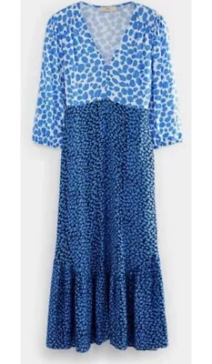 Myleene Klass @ Next Blue Leopard Print Contrast Viscose Midi Dress 18 RRP£48 • £15