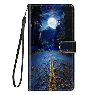 For Various Phone Case 3D Painted Moonlight Flip Card Holder Soft Leather Covers • $3.99