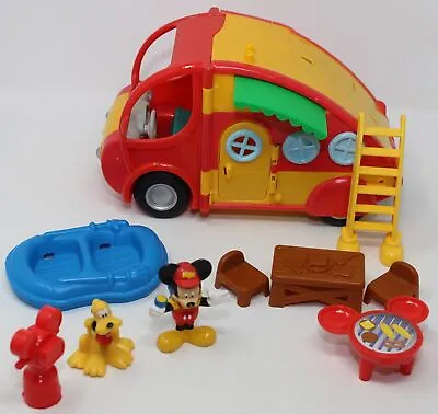 Mickey Mouse Clubhouse Camping Set Camper Mickey Pluto 10 Piece Lot Playset 2009 • $51.98