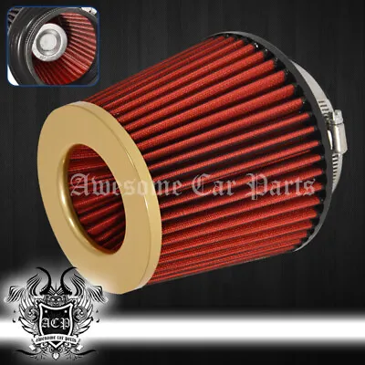 For Benz 4  Cars Automotive Motorcycle Dry Short Ram Cold Air Intake Filter Gold • $15.99